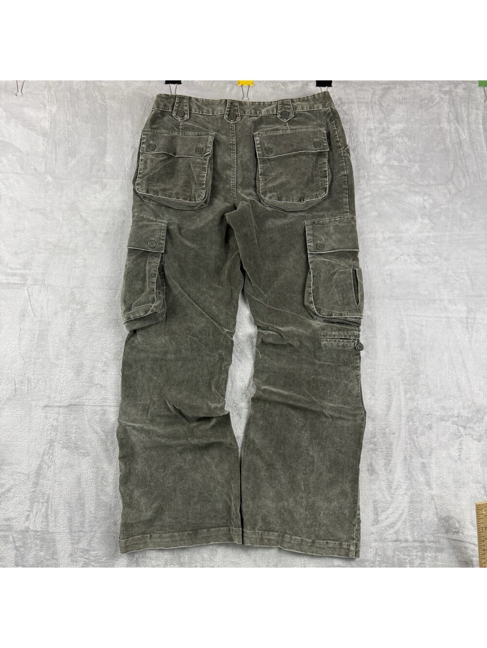 Mossimo Women’s Size 15 Olive Green Corduroy Cargo Wide Leg Y2K Pants Grunge VTG